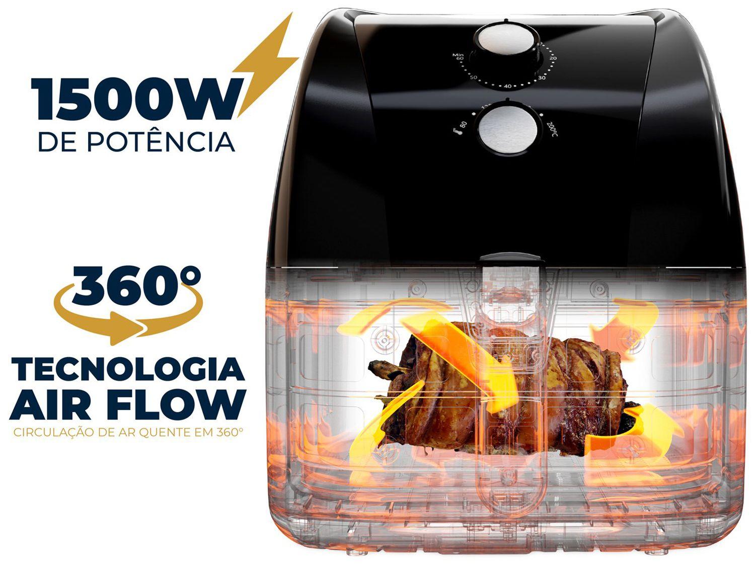 Air Fryer Britânia Redestone BFR50 Preta com Timer 5,2L