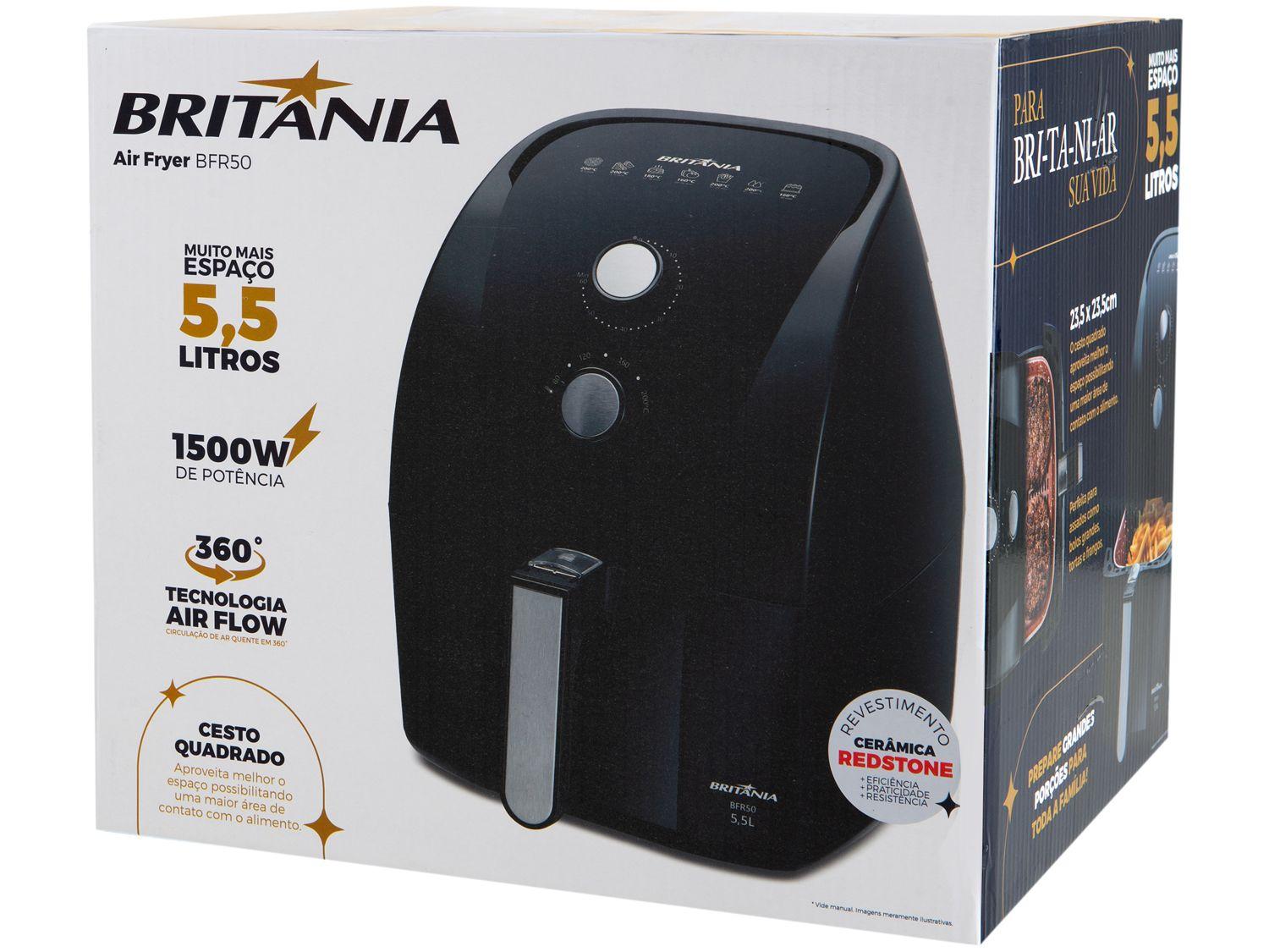 Air Fryer Britânia Redestone BFR50 Preta com Timer 5,2L
