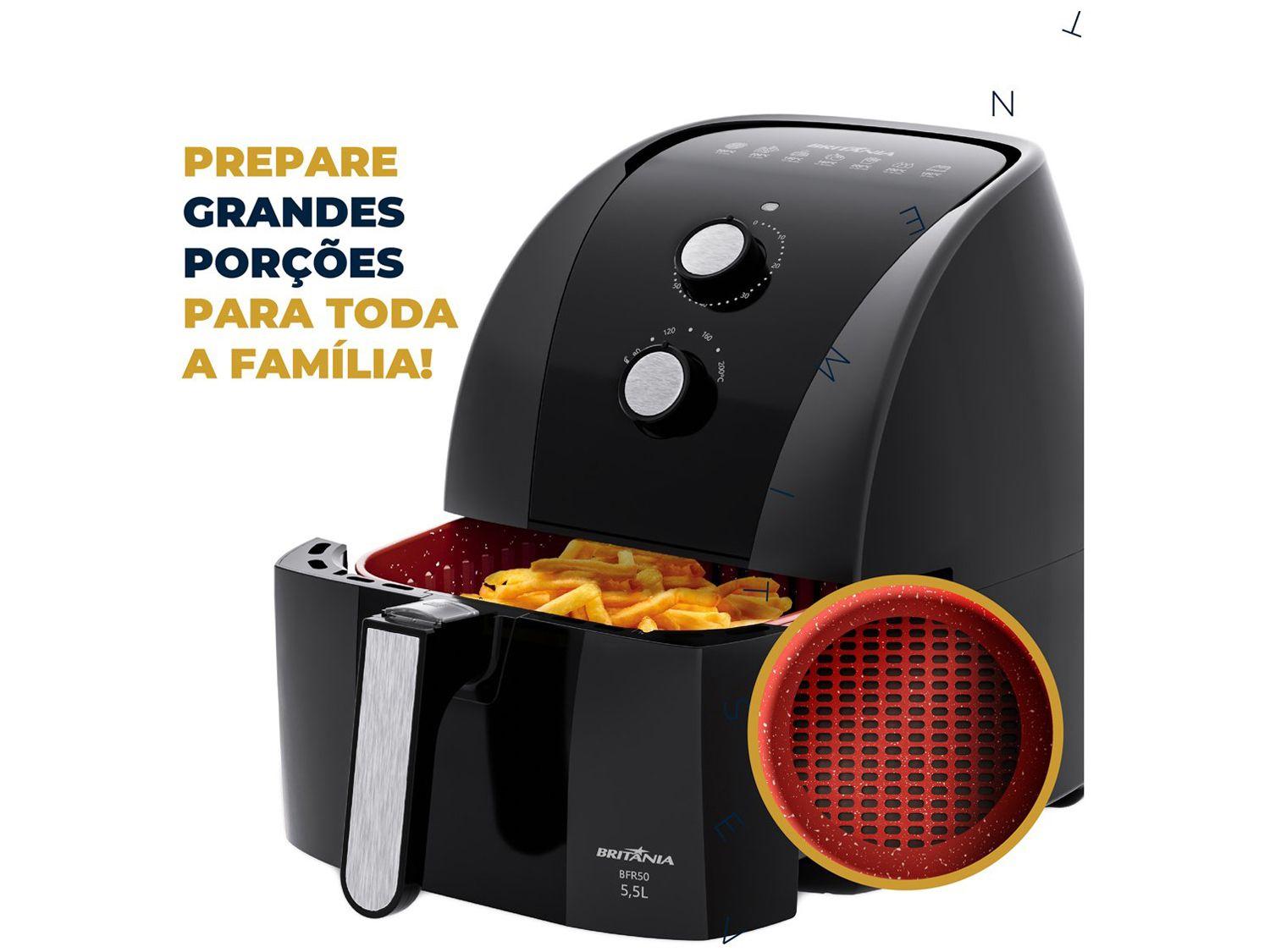 Air Fryer Britânia Redestone BFR50 Preta com Timer 5,2L