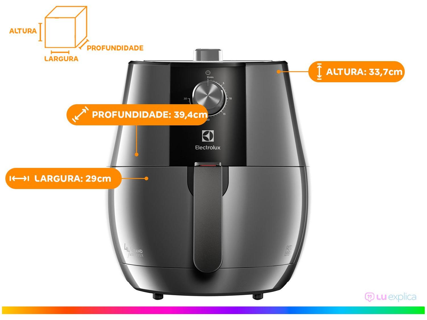 Air Fryer Electrolux Efficient por Rita Lobo EAF30 Grafite 4L com Timer