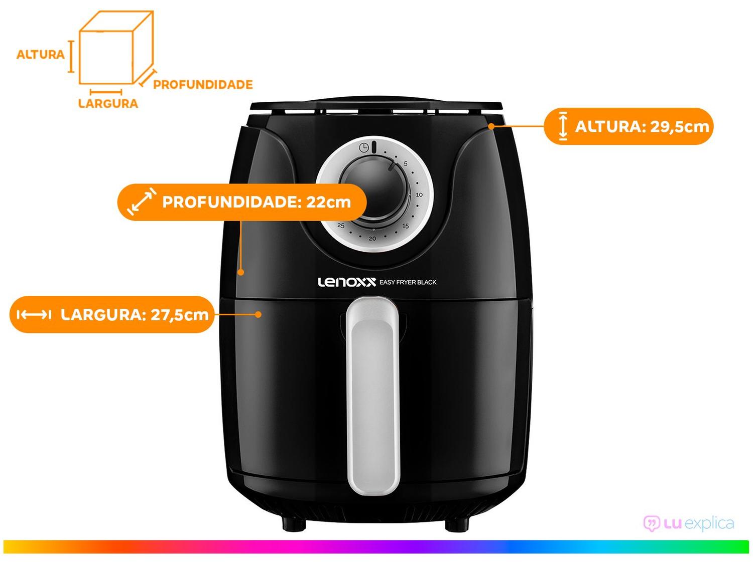 Air Fryer Lenoxx Easy Preta 2,4L com Timer