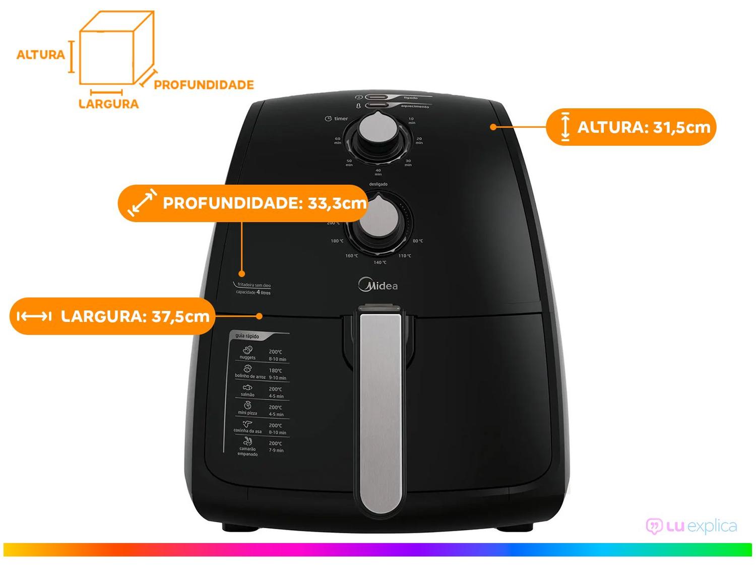 Air Fryer Midea FRP42 3,5L com Timer