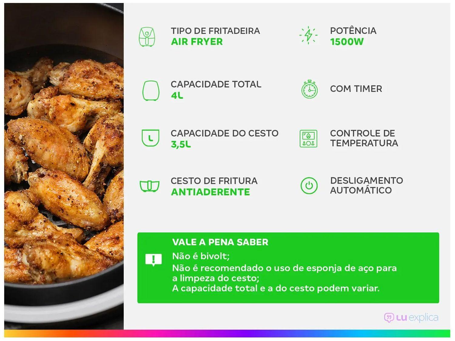 Air Fryer Midea FRP42 3,5L com Timer