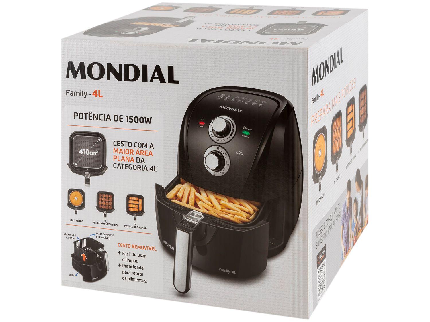 Air Fryer Mondial AFN-40-BFS Preto e Prata 4L com Timer