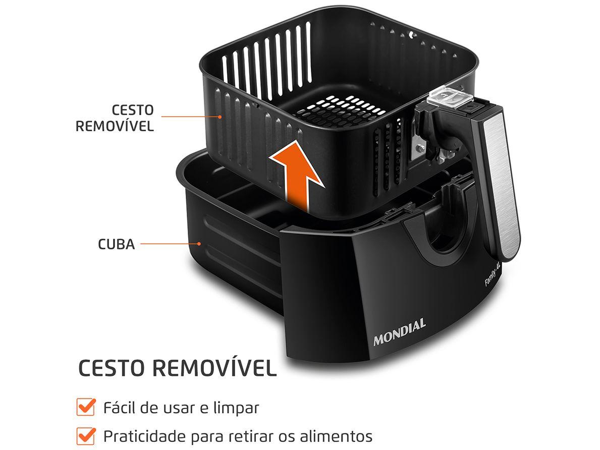 Air Fryer Mondial AFN-40-BFS Preto e Prata 4L com Timer