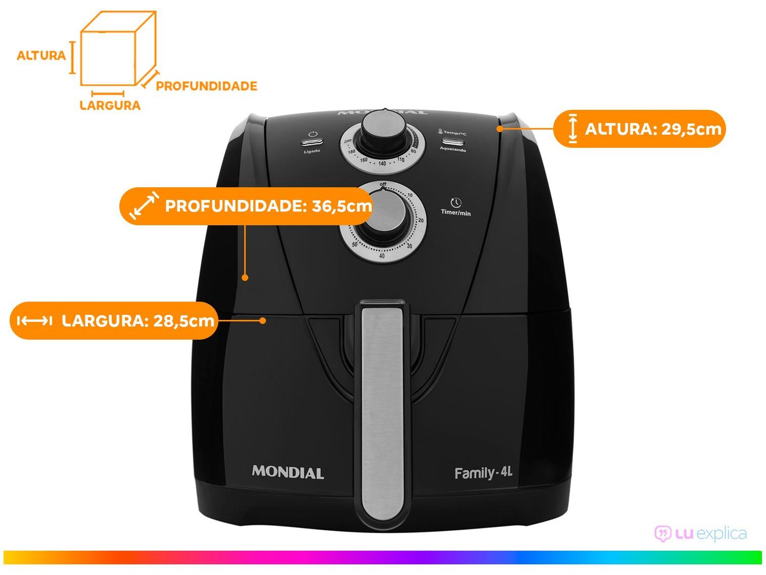 Air Fryer Mondial AFN-40-BFS Preto e Prata 4L com Timer