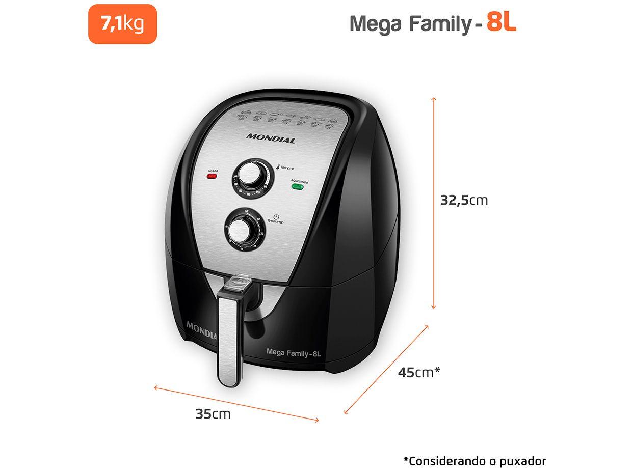 Air Fryer Mondial AFN-80-BI Preta e Inox 8L com Timer