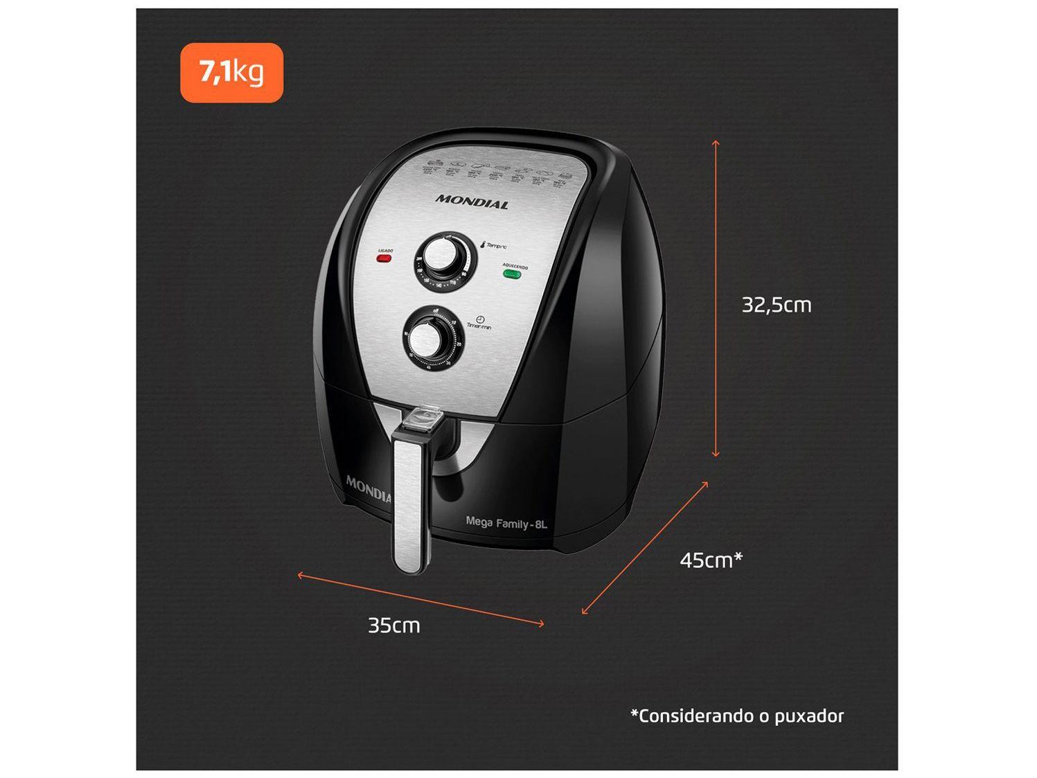 Air Fryer Mondial AFN-80-BI Preta e Inox 8L com Timer
