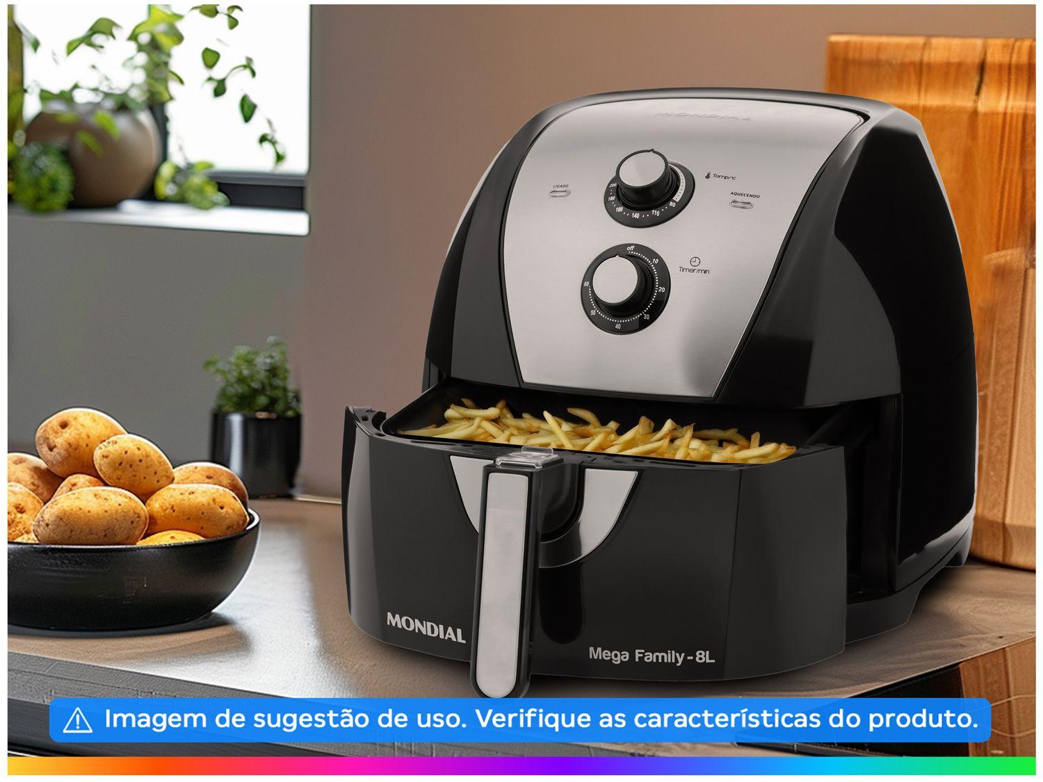 Air Fryer Mondial AFN-80-BI Preta e Inox 8L com Timer