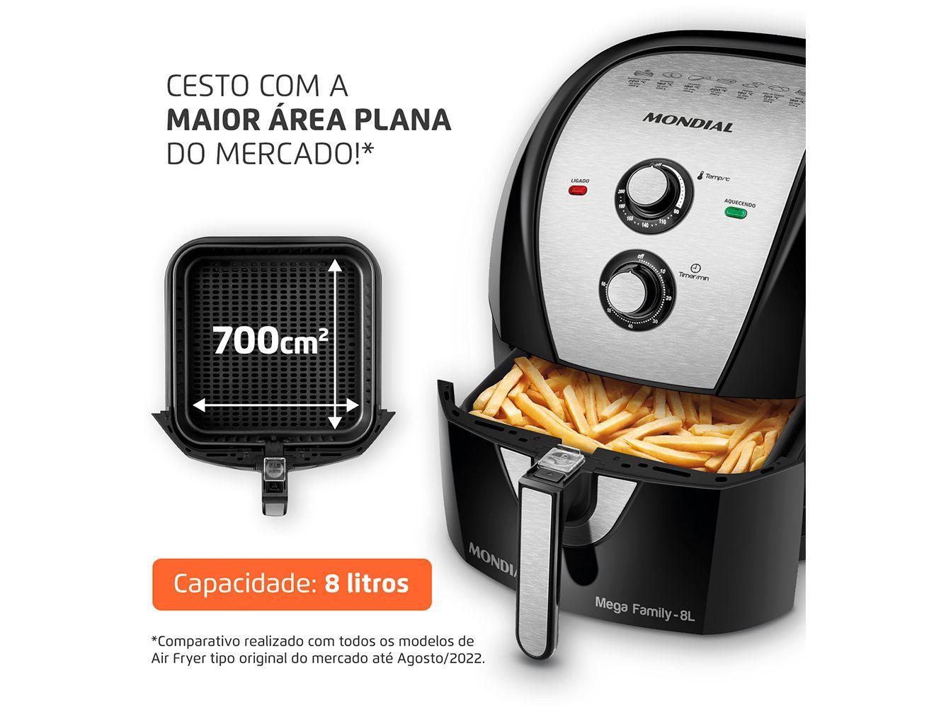 Air Fryer Mondial AFN-80-BI Preta e Inox 8L com Timer