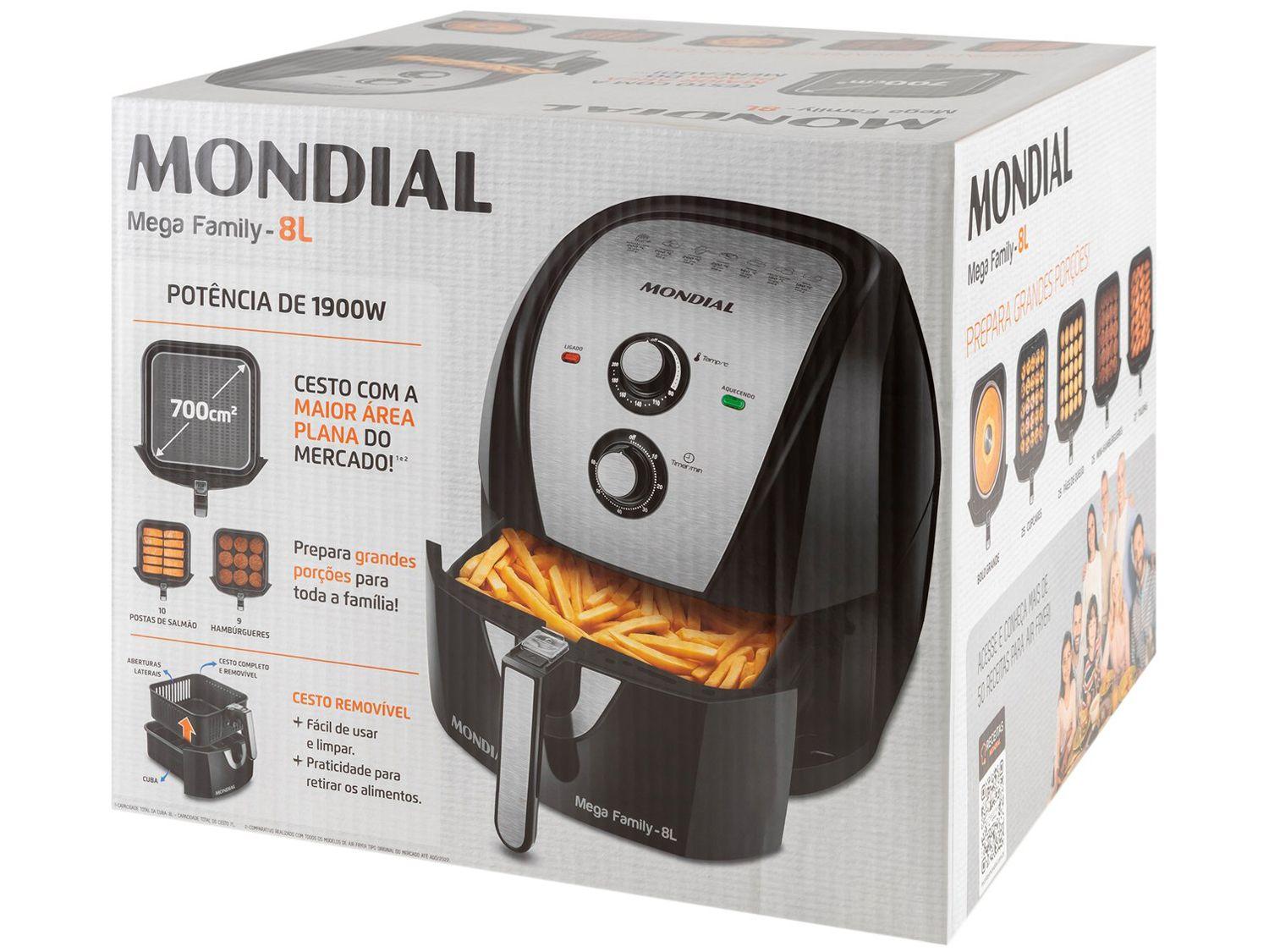 Air Fryer Mondial AFN-80-BI Preta e Inox 8L com Timer