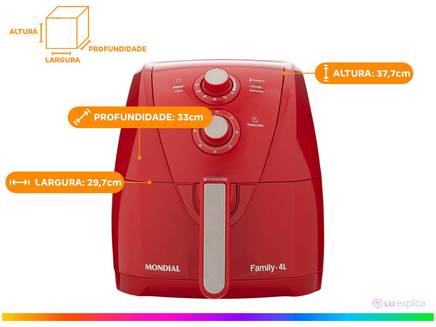 Air Fryer Mondial AFN40FR Vermelha 4L com Timer