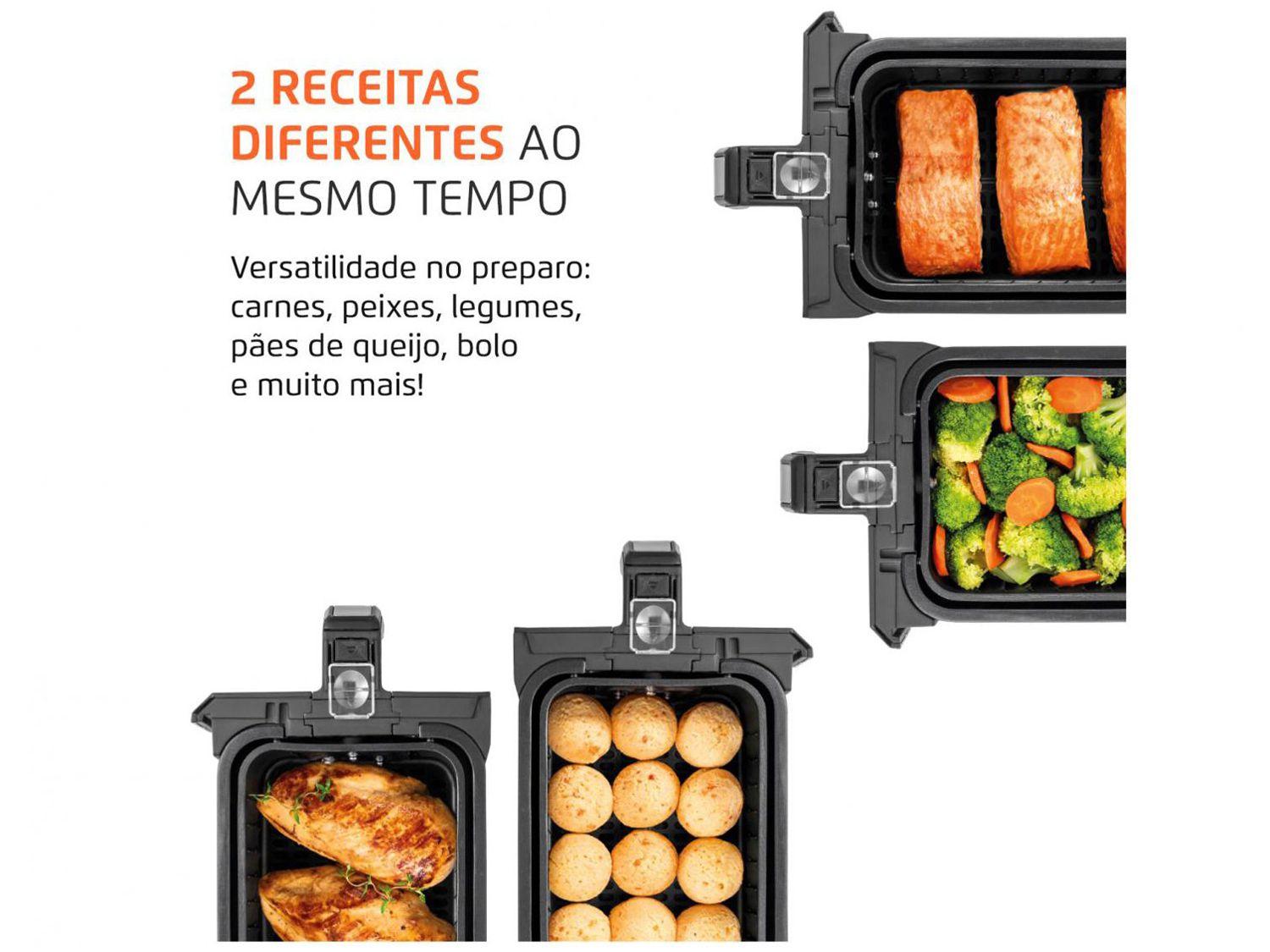 Air Fryer Mondial Dual Duplo Cesto Preta 8L com Timer AFD-01-BI