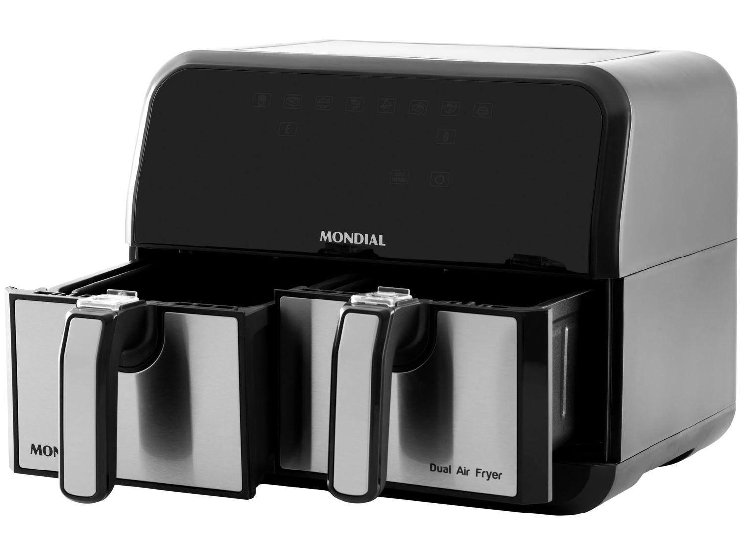 Air Fryer Mondial Dual Duplo Cesto Preta 8L com Timer AFD-01-BI