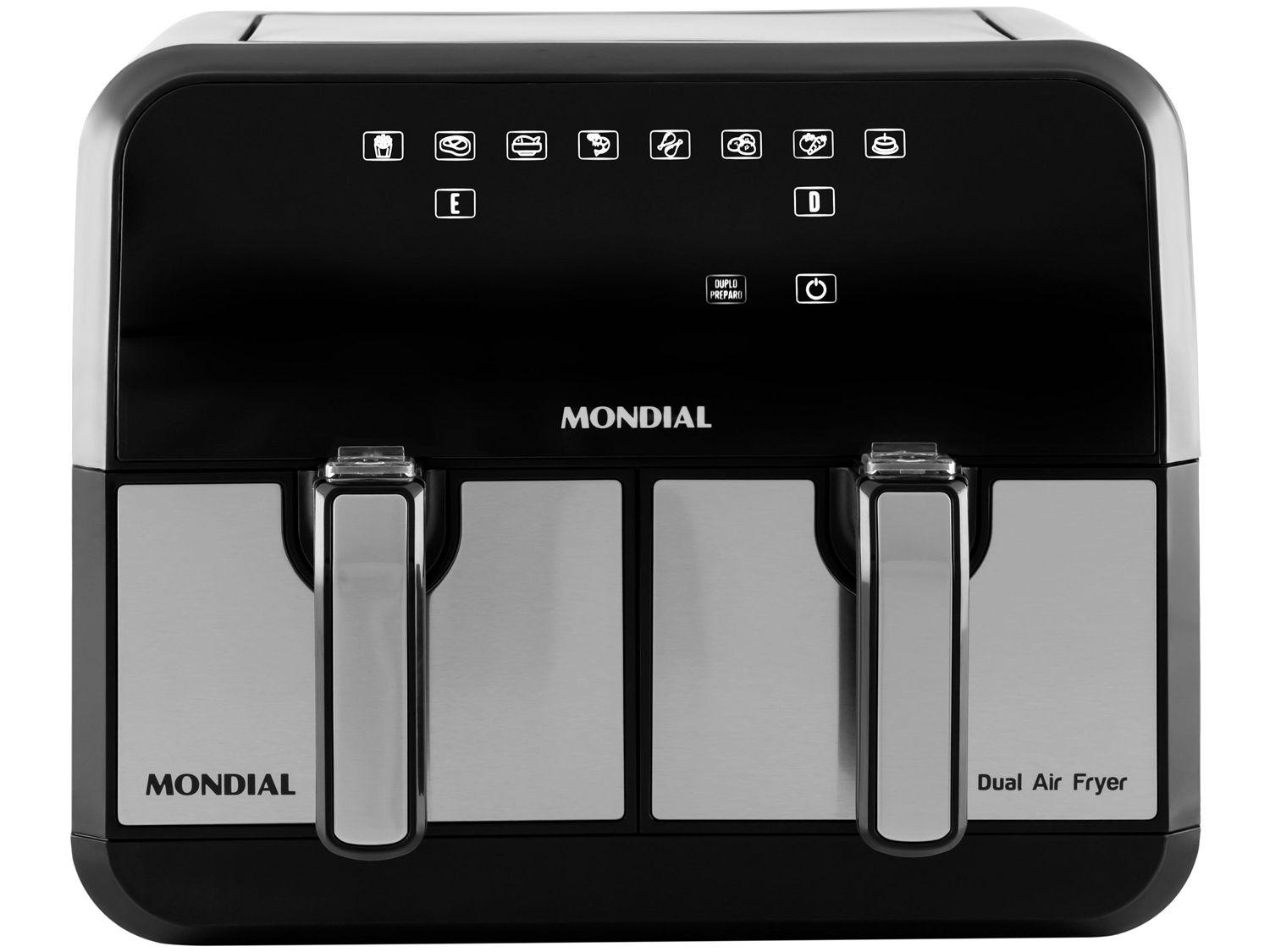 Air Fryer Mondial Dual Duplo Cesto Preta 8L com Timer AFD-01-BI