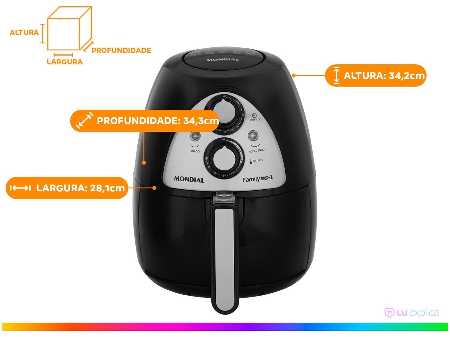 Air Fryer Mondial Family Inox I 4L com Timer