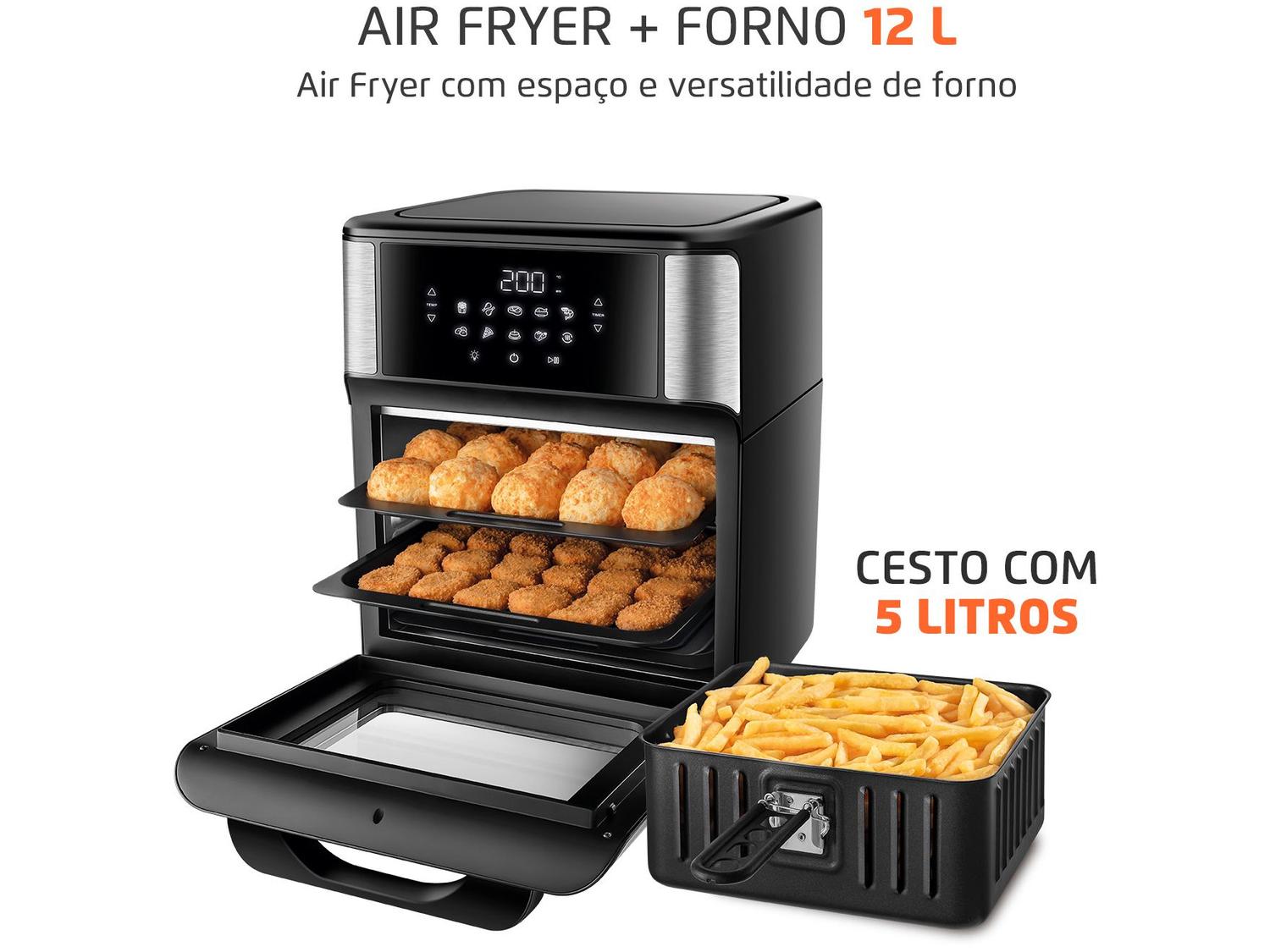 Air Fryer Mondial Forno Oven AFON-12L-BI Preta 12L
