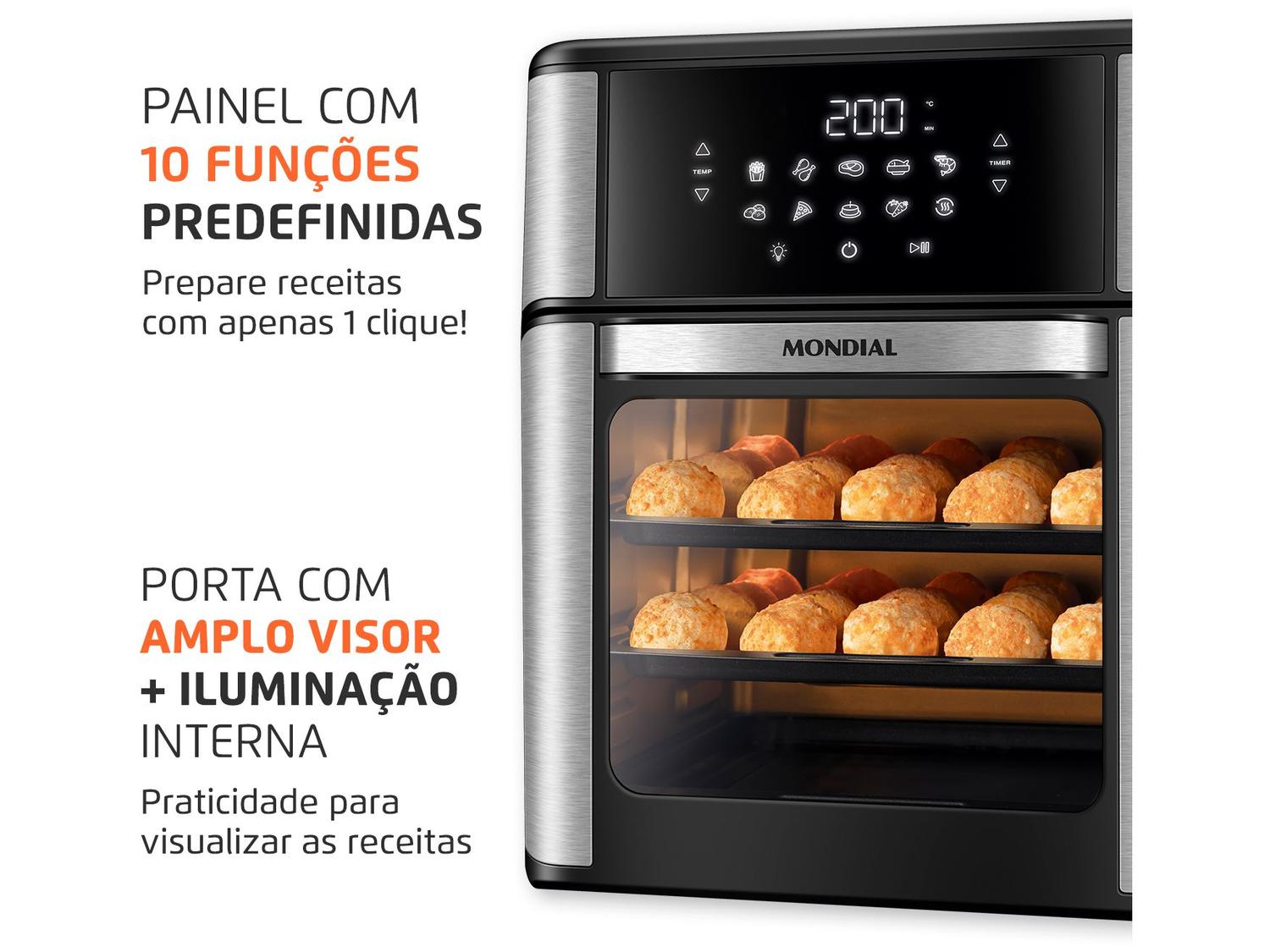 Air Fryer Mondial Forno Oven AFON-12L-BI Preta 12L