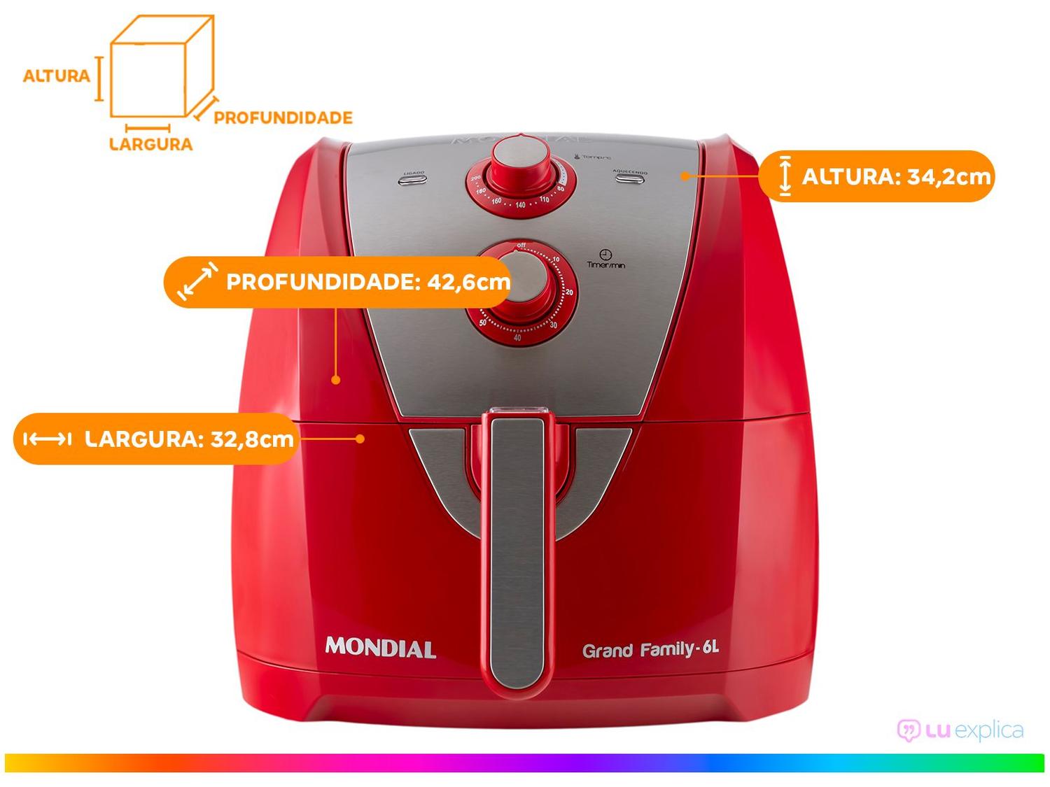 Air Fryer Mondial Grand Family AFN-60-RI Vermelha 6L