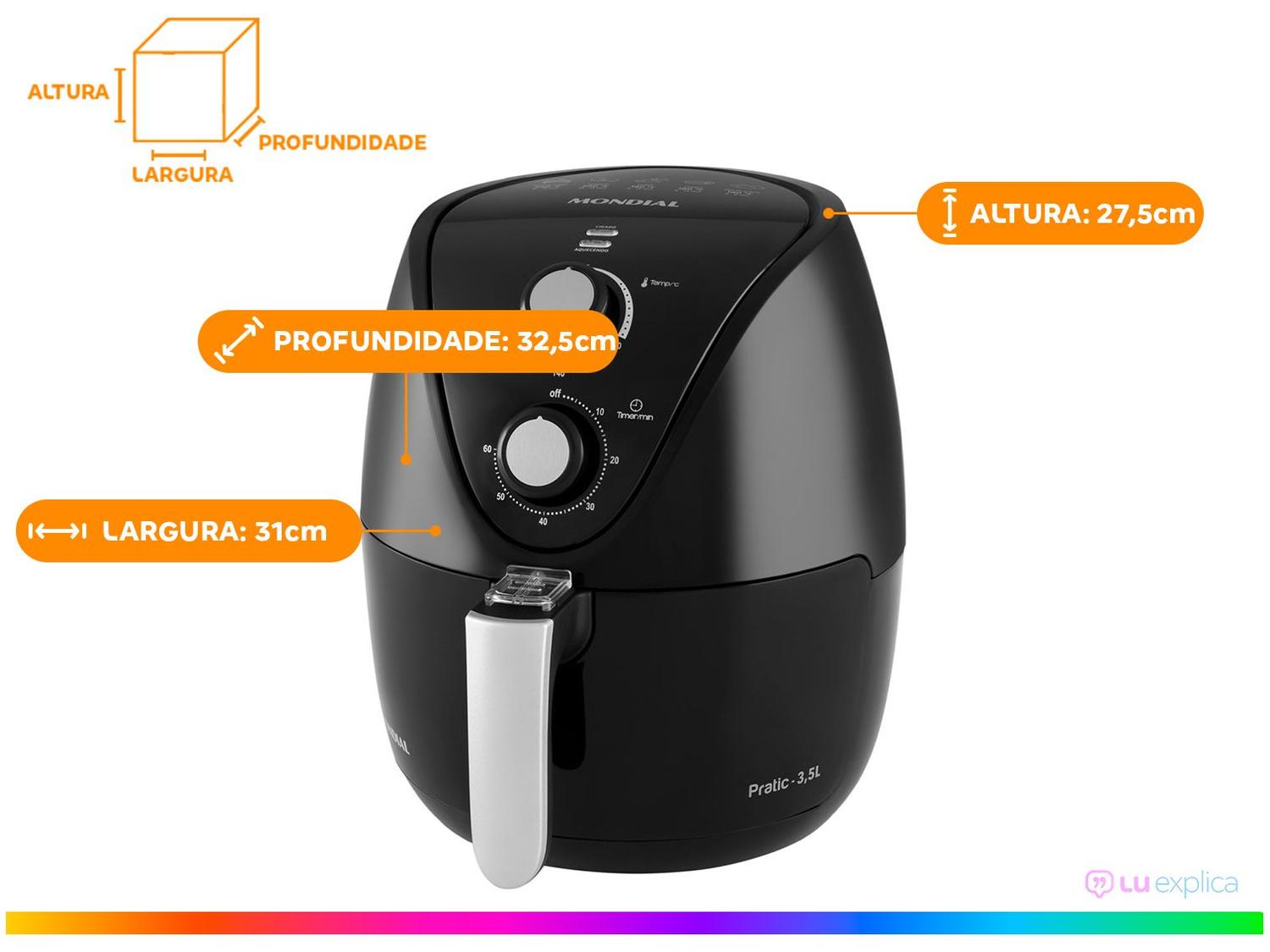 Air Fryer Mondial New Pratic AF-31 Preta 3,5L com Timer