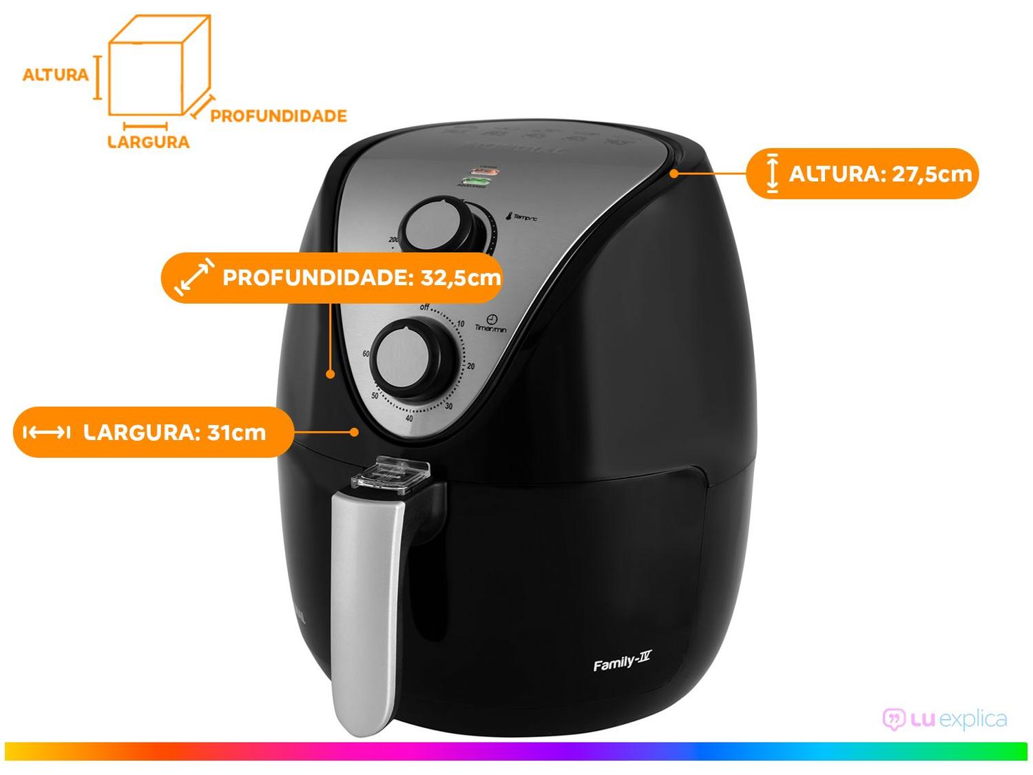Air Fryer Mondial Pratic AF-30-I Preta 3,5L com Timer