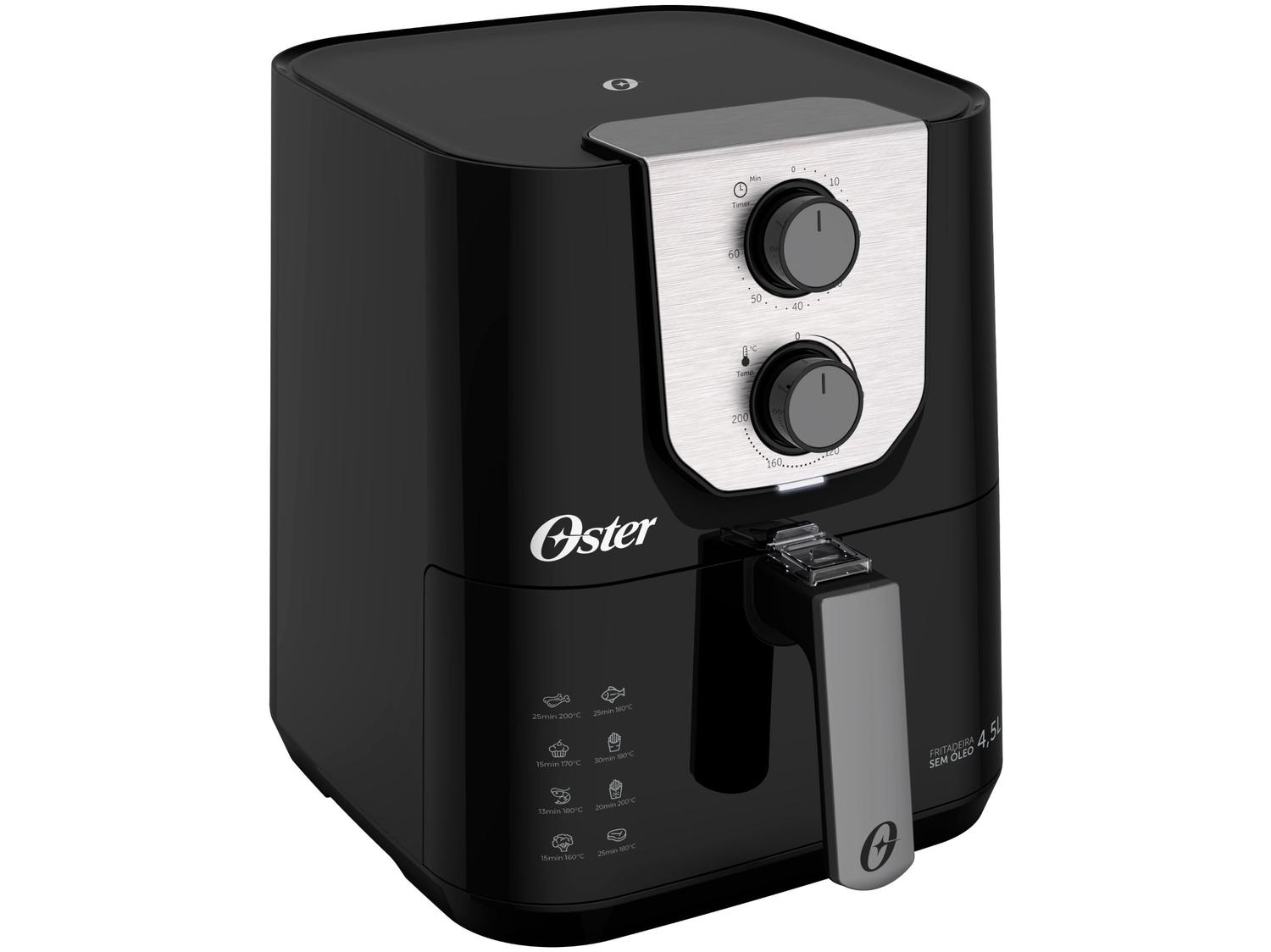 Air Fryer Oster Black Perform Preta com Timer 4,5L