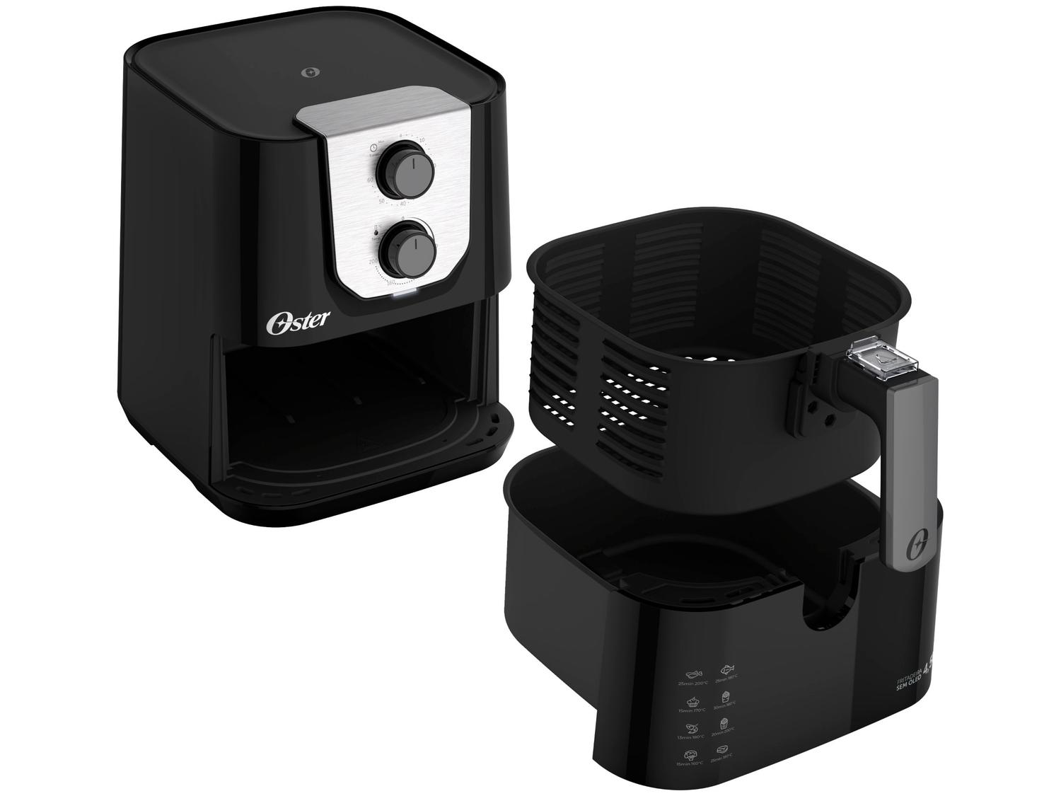 Air Fryer Oster Black Perform Preta com Timer 4,5L