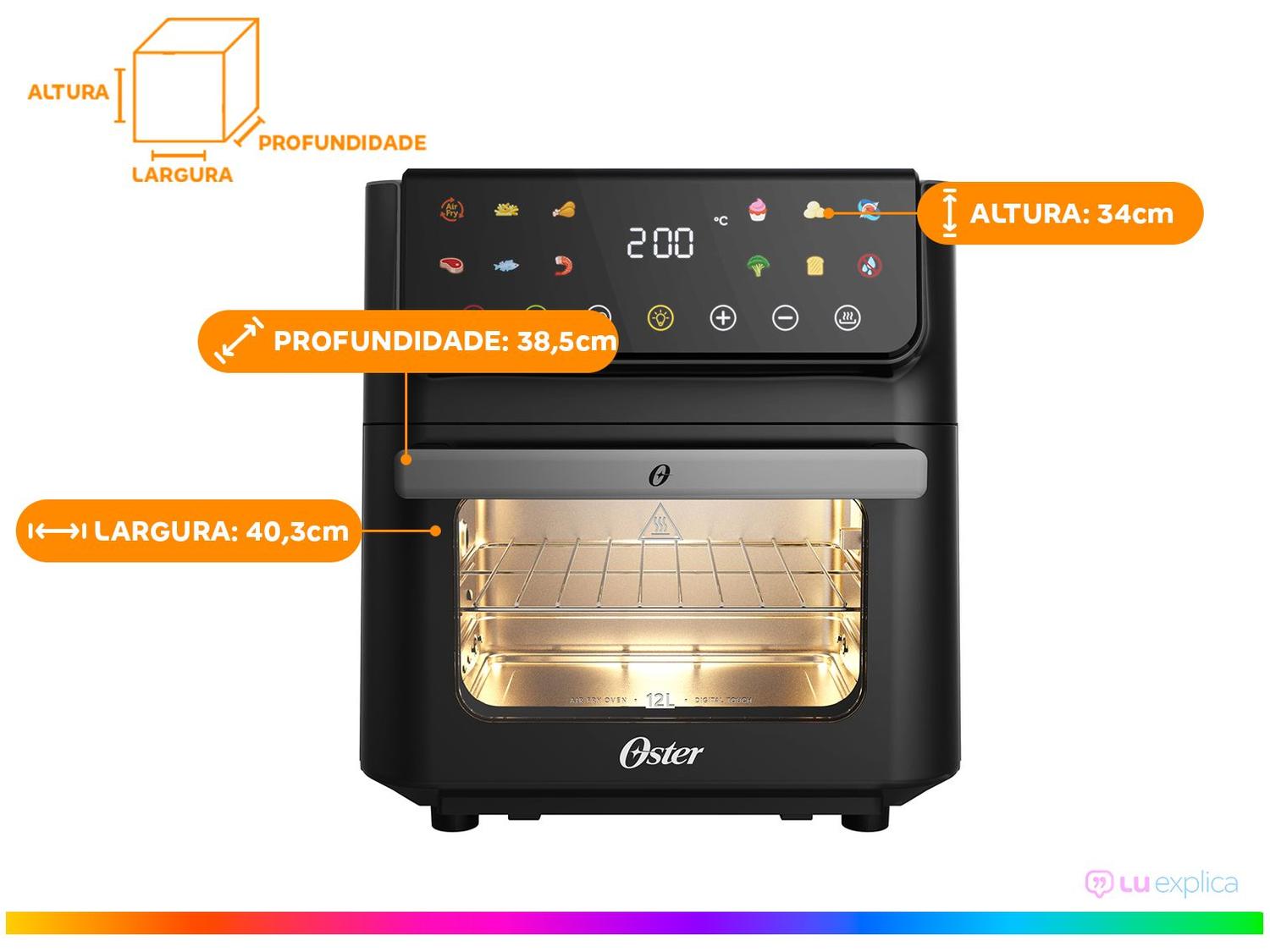 Air Fryer Oster OFRT790 Preta 12L