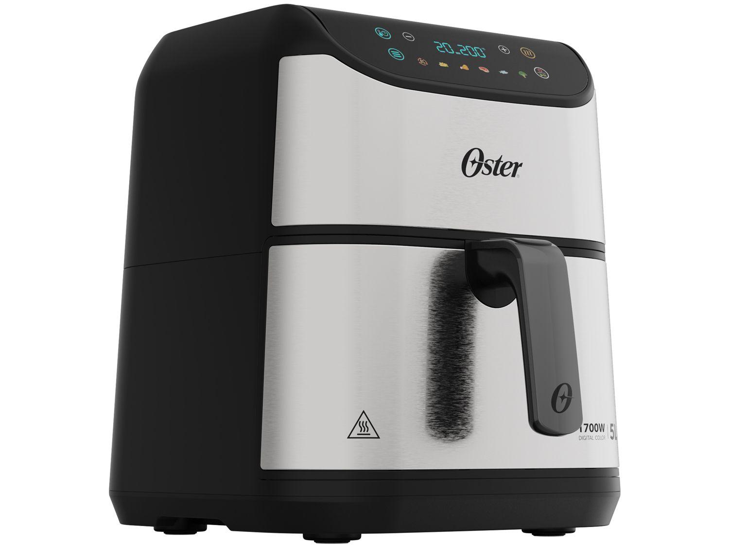 Air Fryer Oster OFRT930 Inox e Preto com Timer Inox 5L