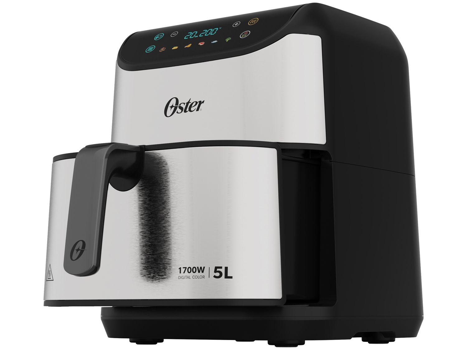 Air Fryer Oster OFRT930 Inox e Preto com Timer Inox 5L