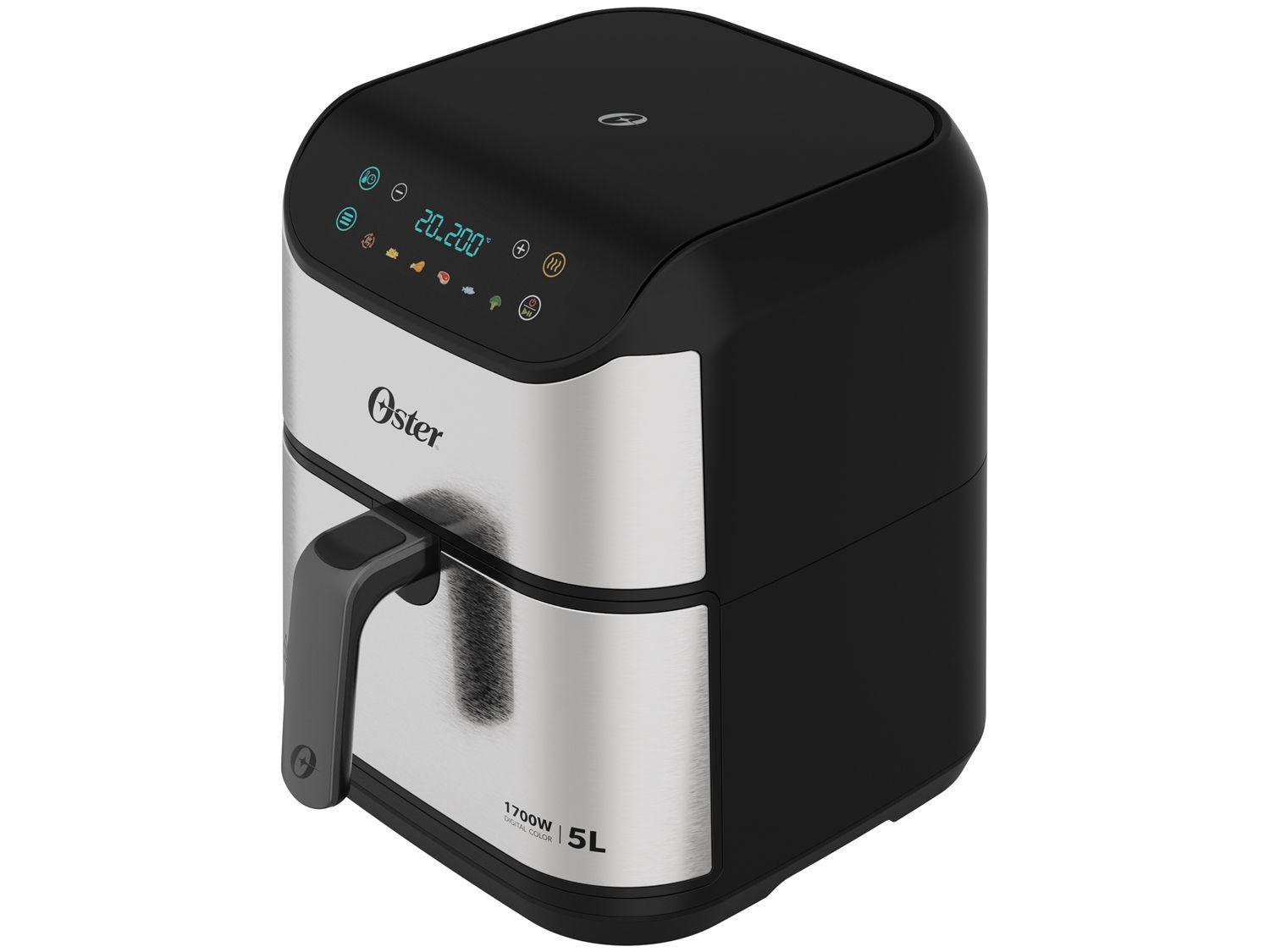 Air Fryer Oster OFRT930 Inox e Preto com Timer Inox 5L