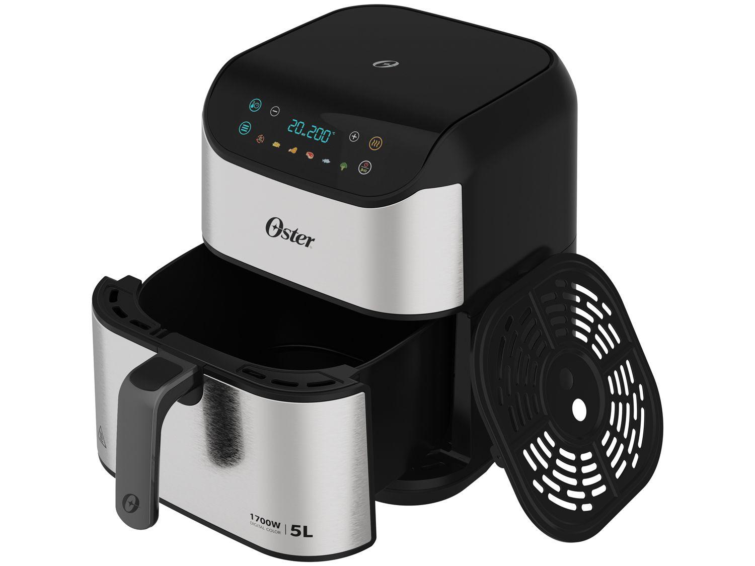 Air Fryer Oster OFRT930 Inox e Preto com Timer Inox 5L