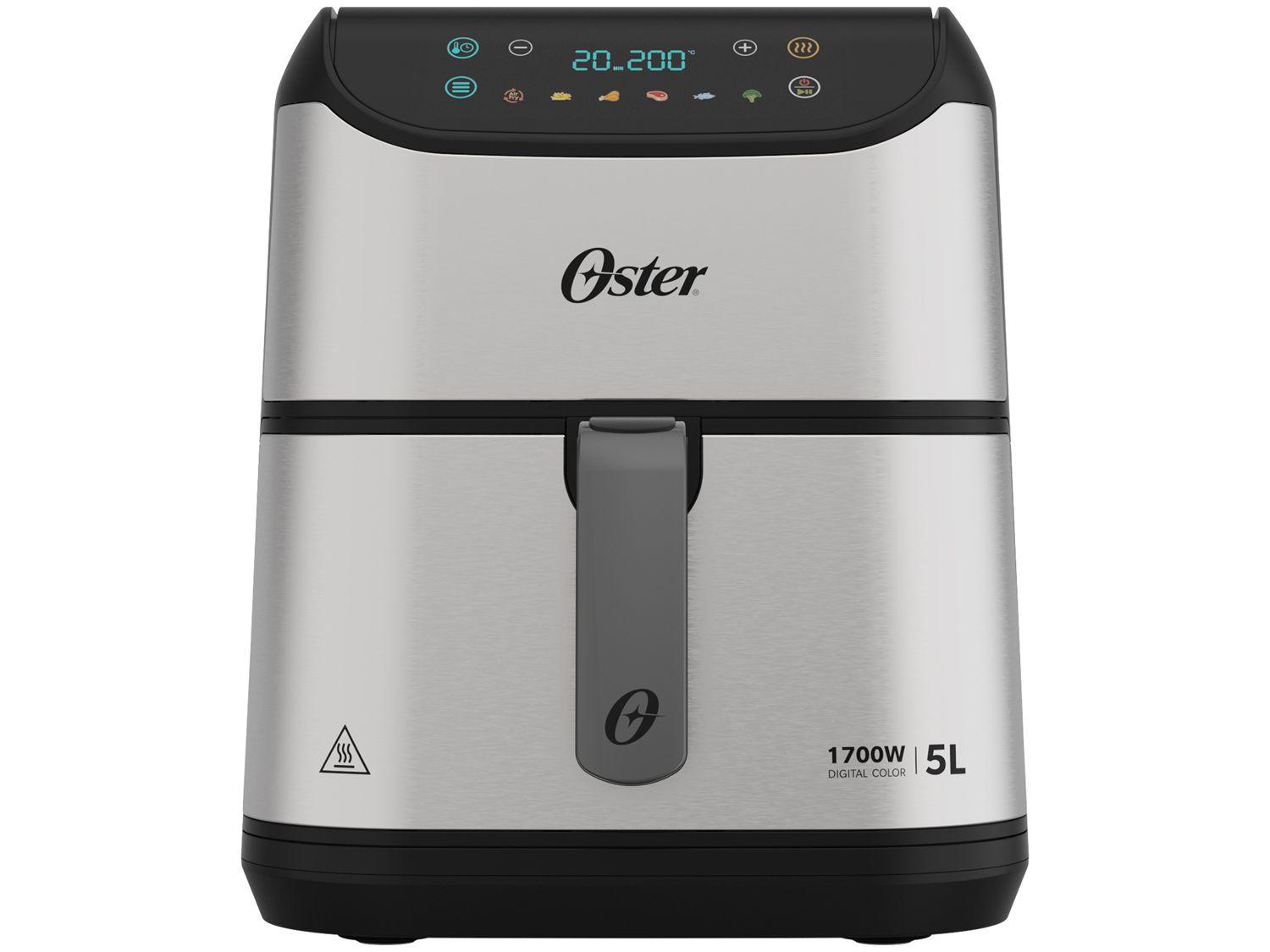 Air Fryer Oster OFRT930 Inox e Preto com Timer Inox 5L