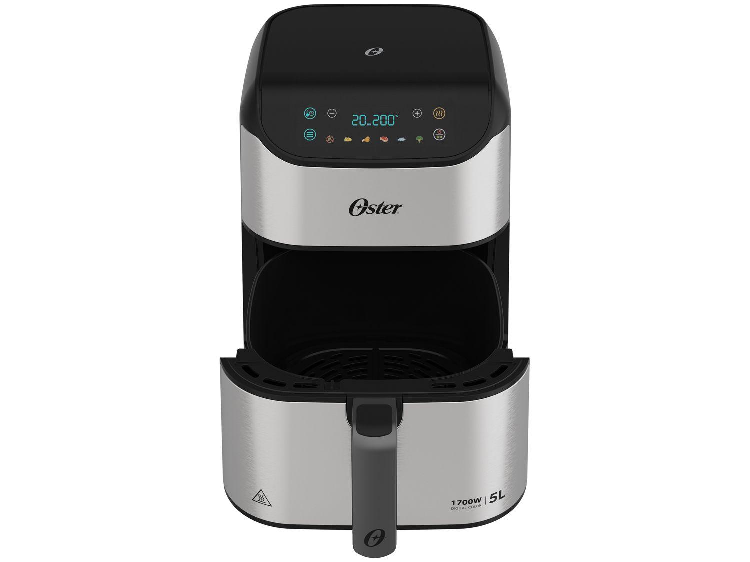 Air Fryer Oster OFRT930 Inox e Preto com Timer Inox 5L