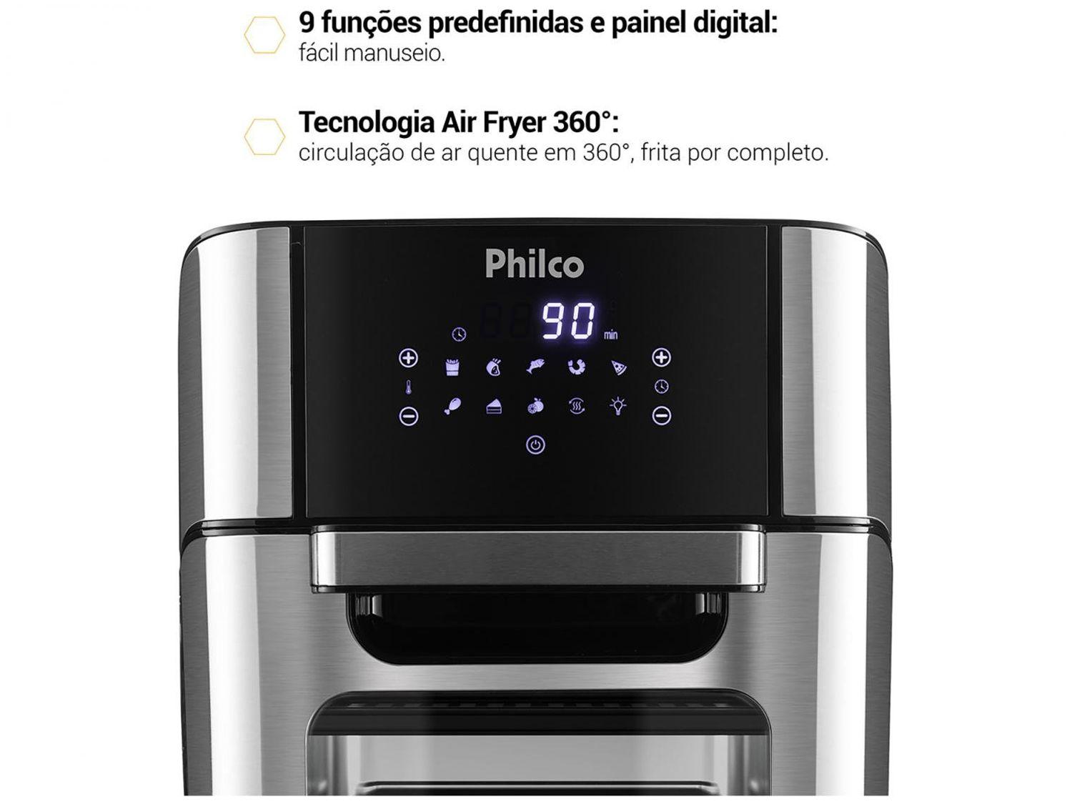 Air Fryer Philco Oven PFR2200P Preto 12L com Forno e Timer