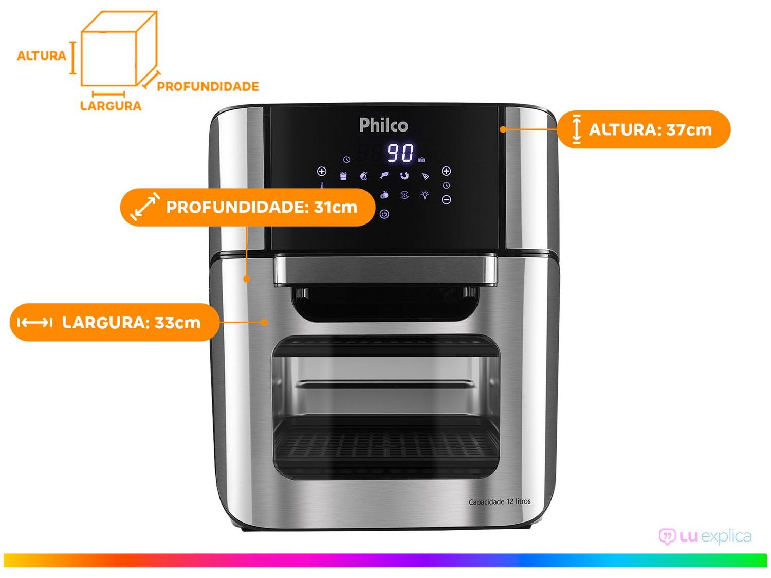 Air Fryer Philco Oven PFR2200P Preto 12L com Forno e Timer