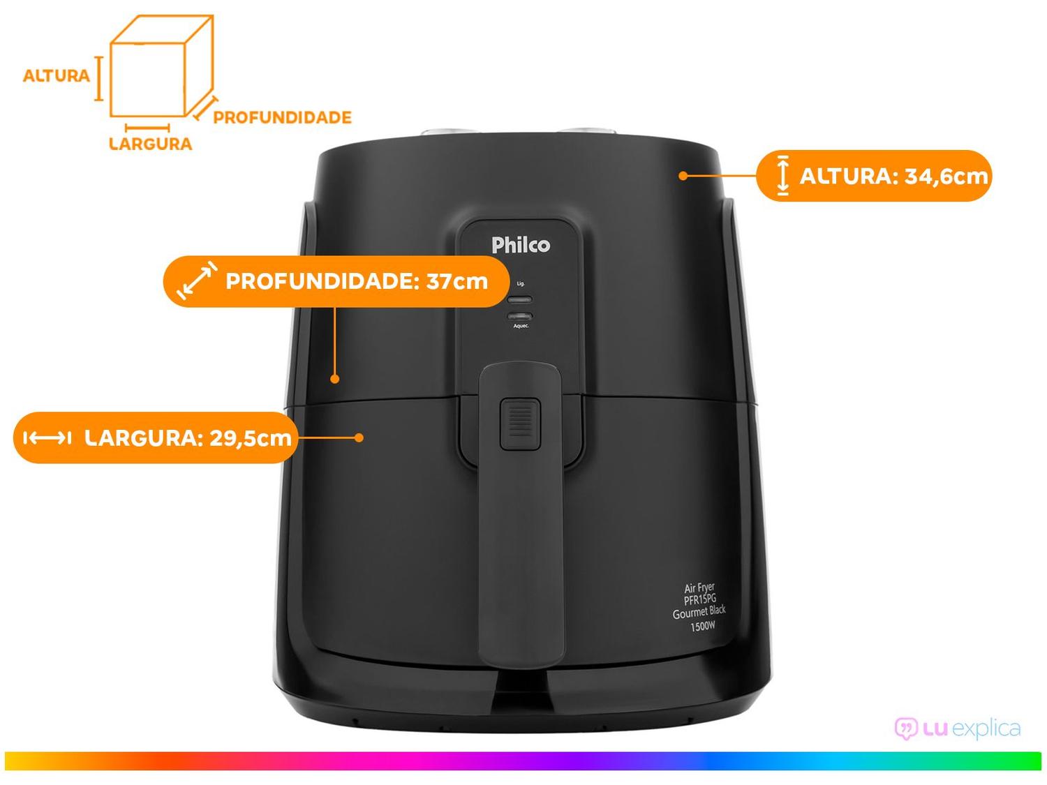 Air Fryer Philco PFR15PG Preto 4,3L com Timer