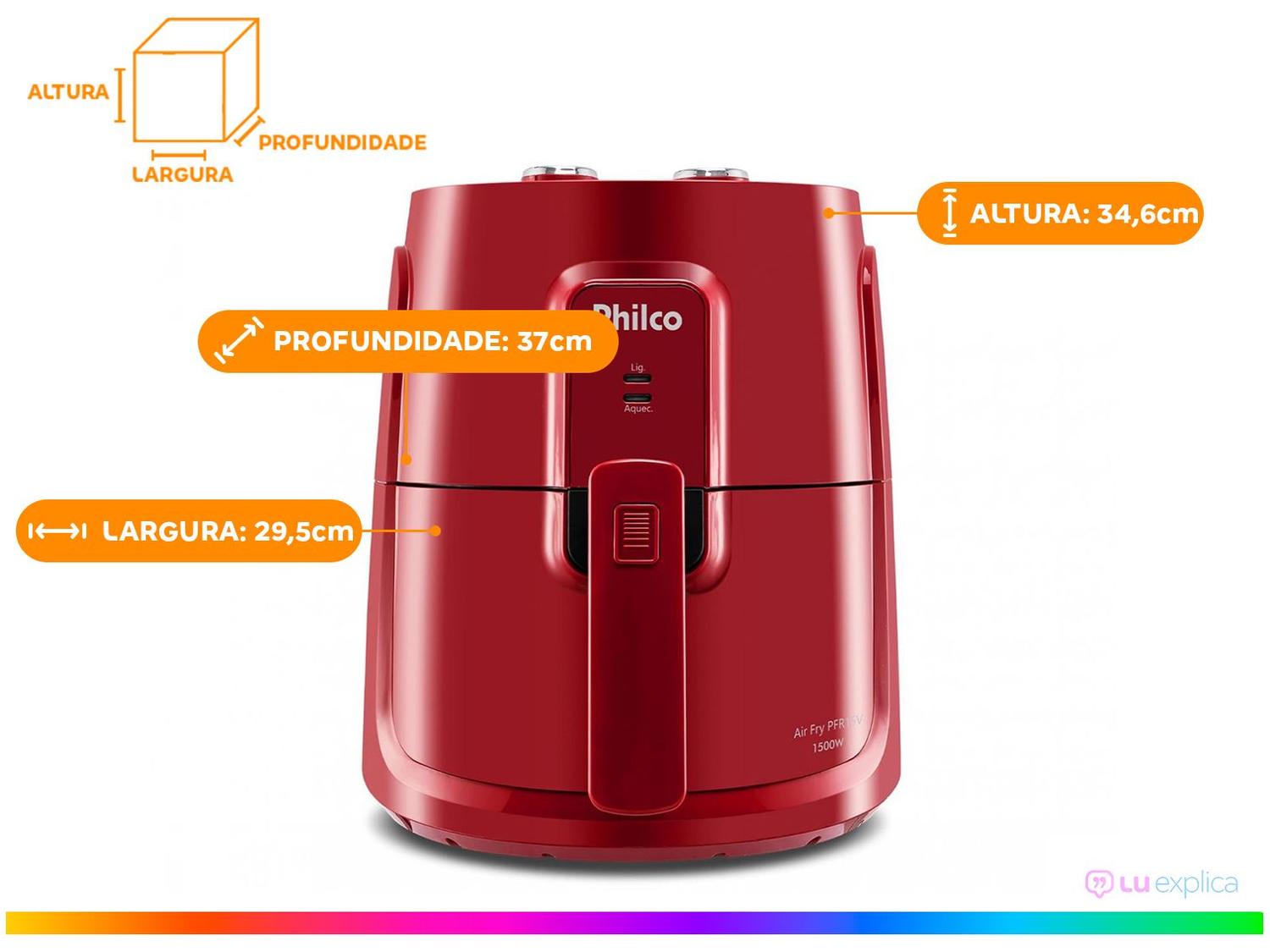 Air Fryer Philco PFR15V Vermelha 3,2L com Timer