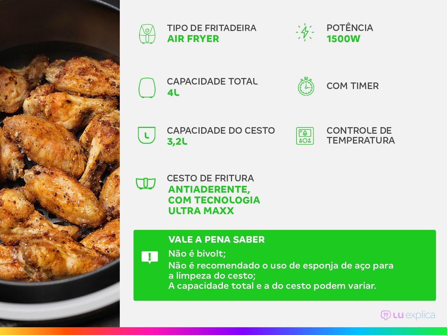 Air Fryer Philco PFR15V Vermelha 3,2L com Timer