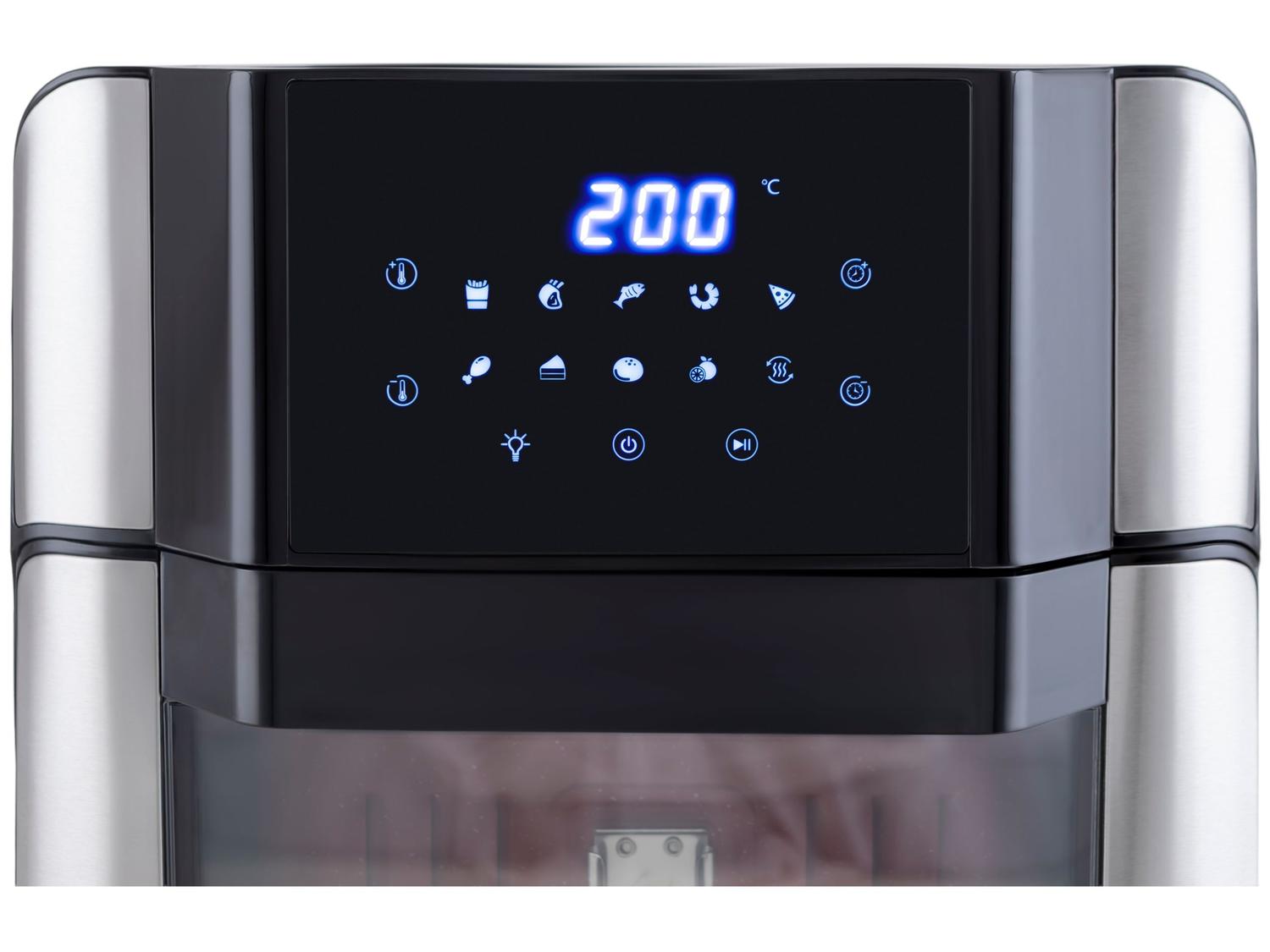 Close no painel digital touch da Air Fryer Philco com ícones de receitas e ajuste de temperatura