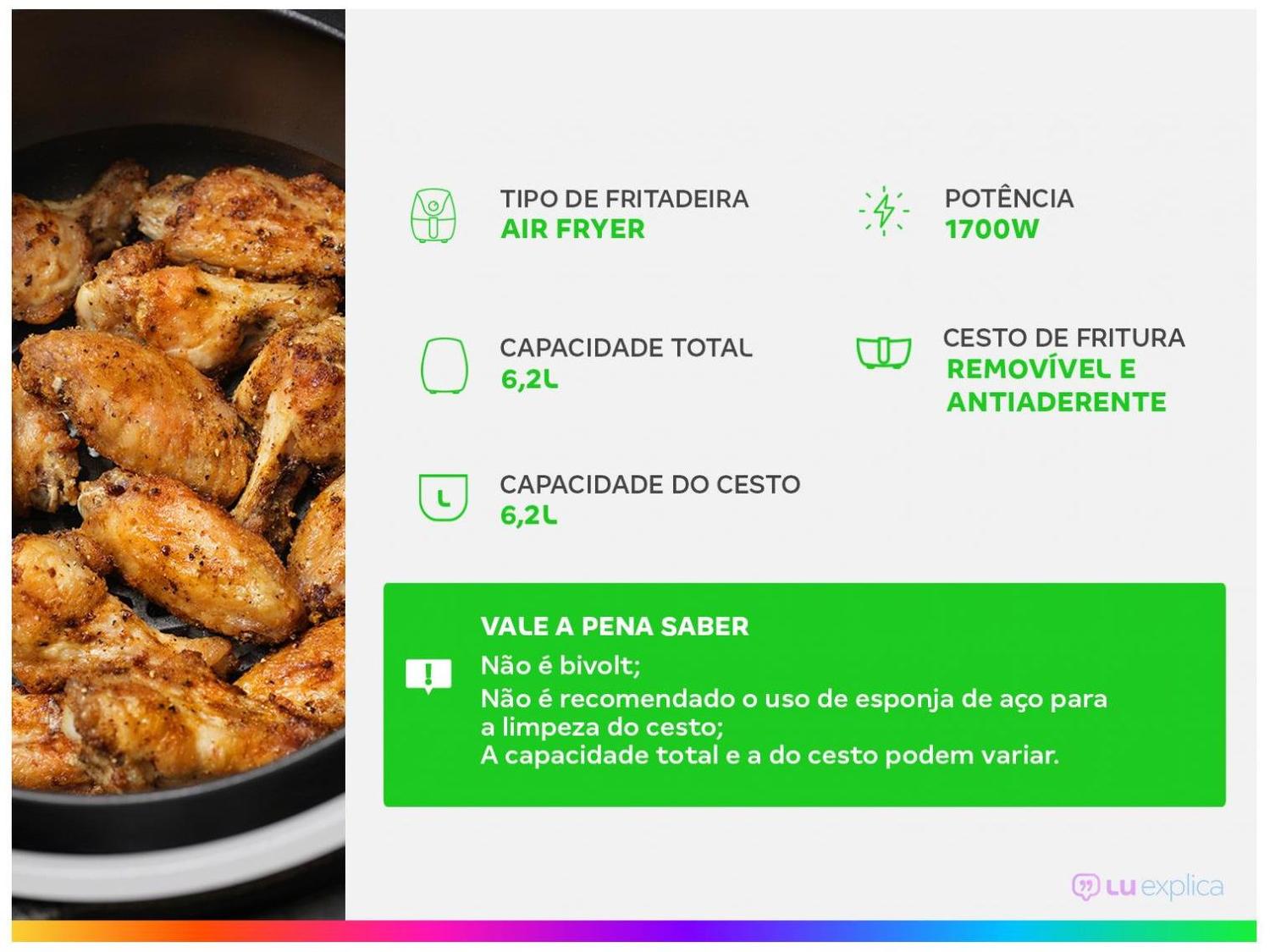 Air Fryer Philips Walita Série 1000 XL NA130 Preta com Timer 6,2L