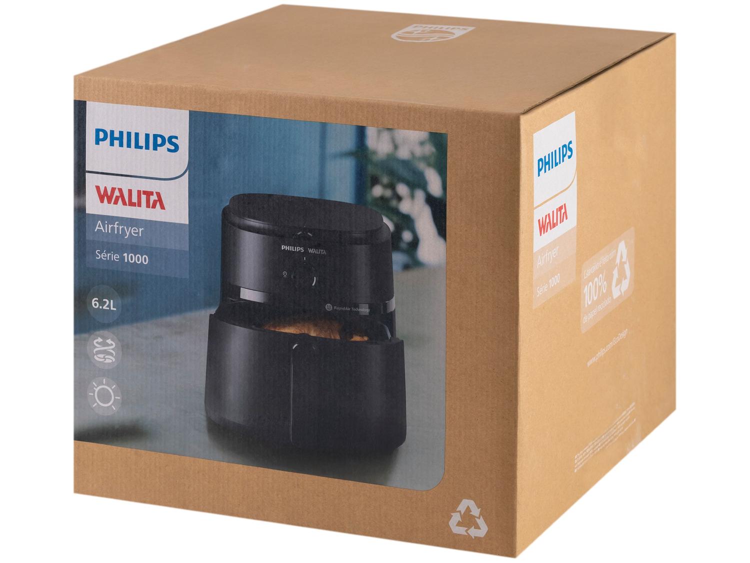 Air Fryer Philips Walita Série 1000 XL NA130 Preta com Timer 6,2L
