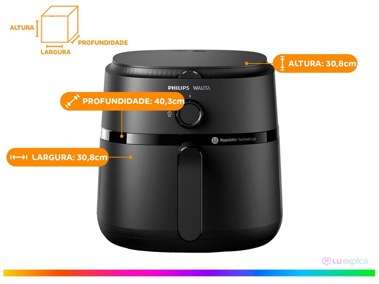 Air Fryer Philips Walita Série 1000 XL NA130 Preta com Timer 6,2L