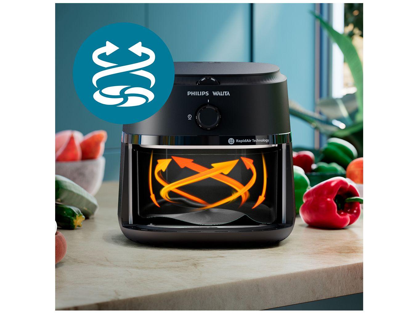 Air Fryer Philips Walita Série 1000 XL NA130 Preta com Timer 6,2L