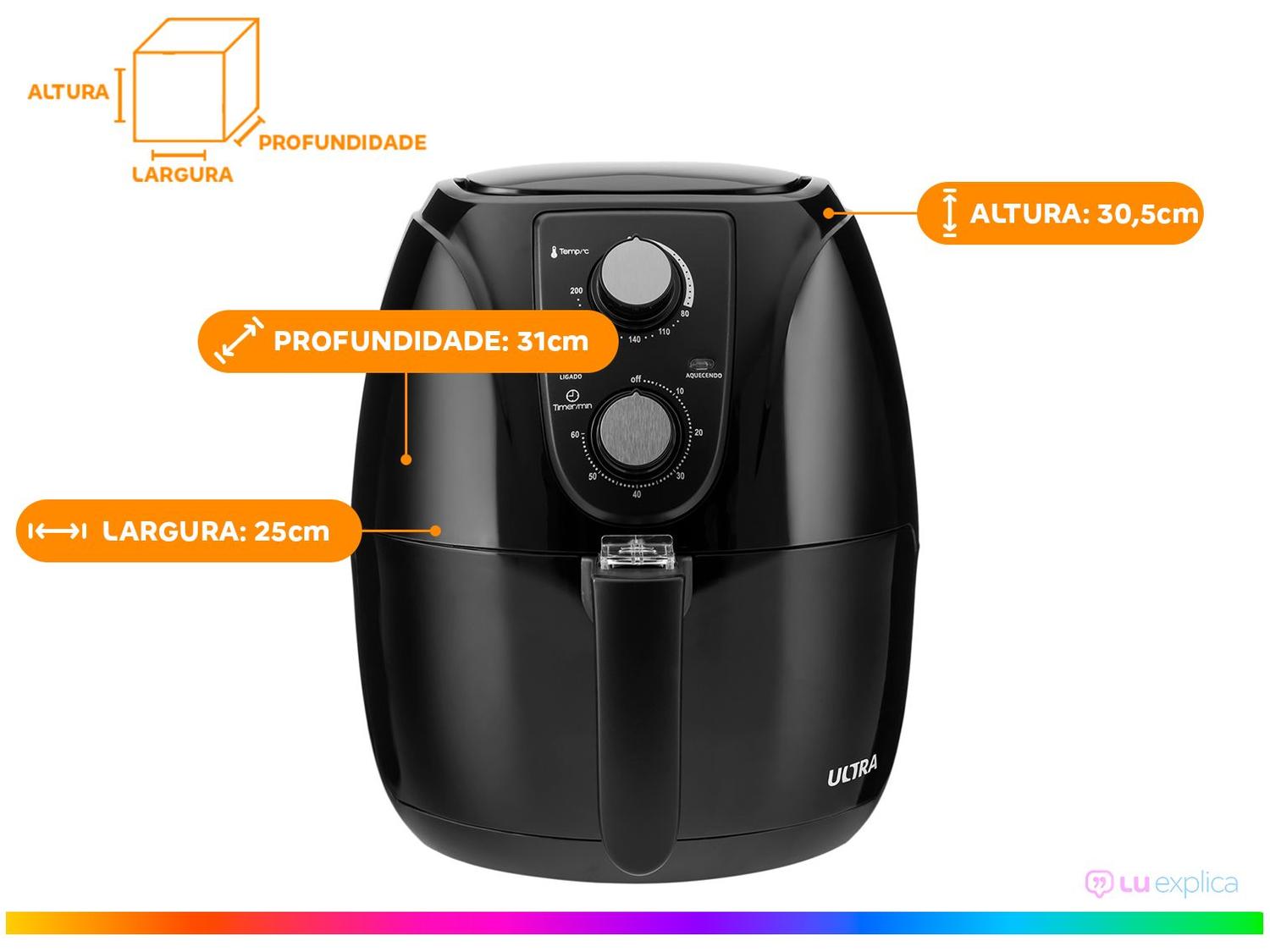 Air Fryer Ultra AF-UT-01 Preta com Timer 3,2L