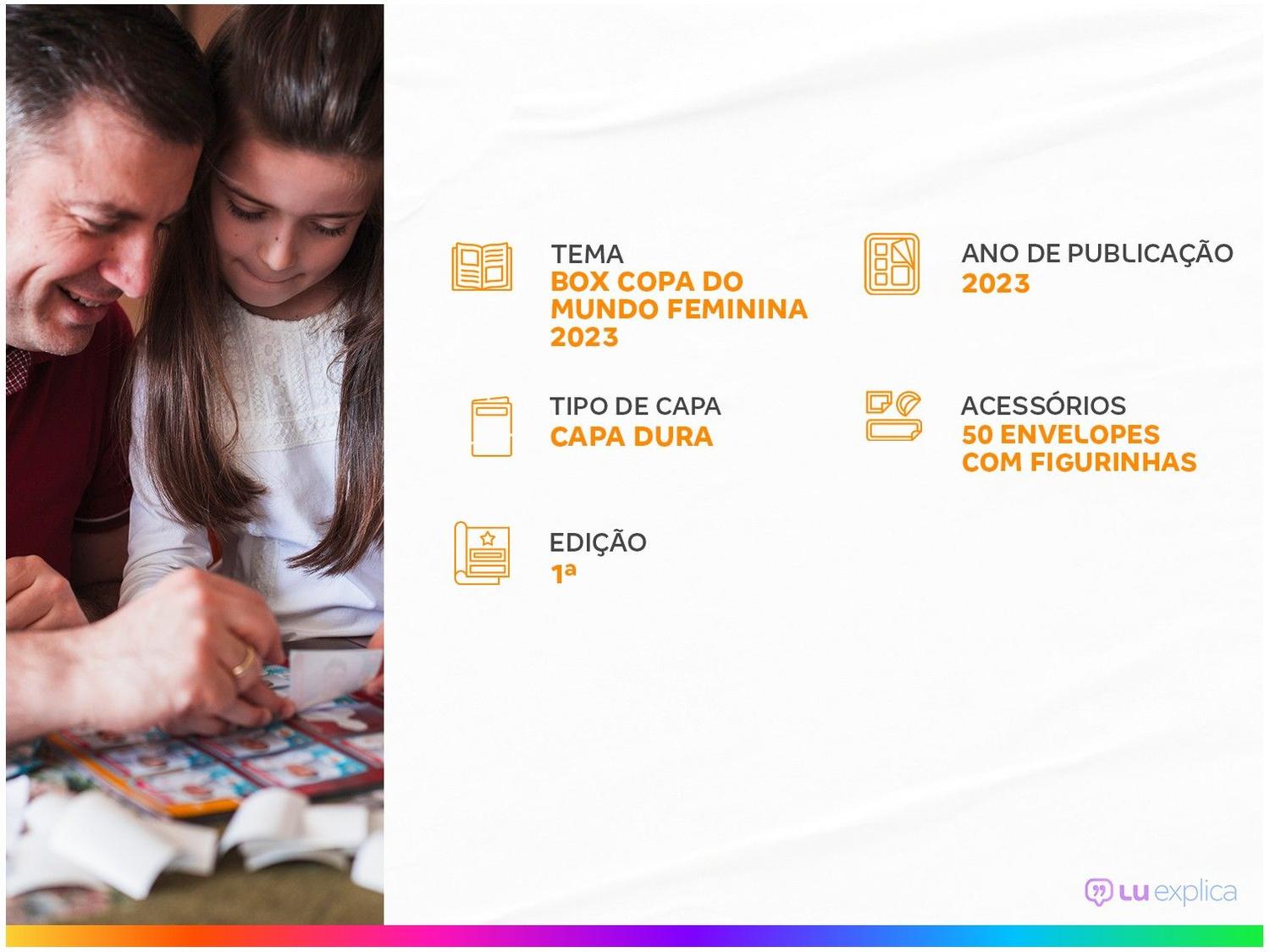 Álbum de Figurinhas Capa Dura Prata Copa do Mundo Feminina 2023 com 50 Envelopes de Figurinhas Panini