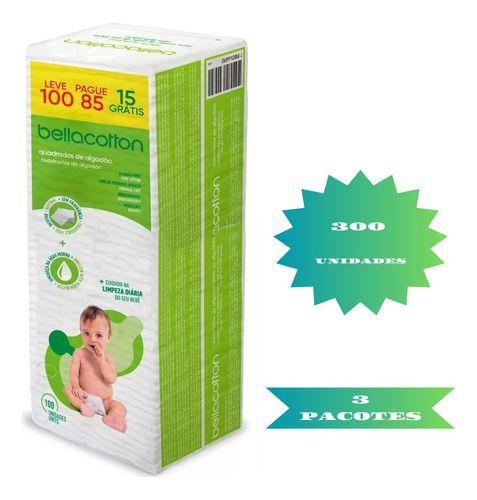 Imagem de Algodão Bellacotton Quadrado Bebê Sem Perfume - 300 Unidades