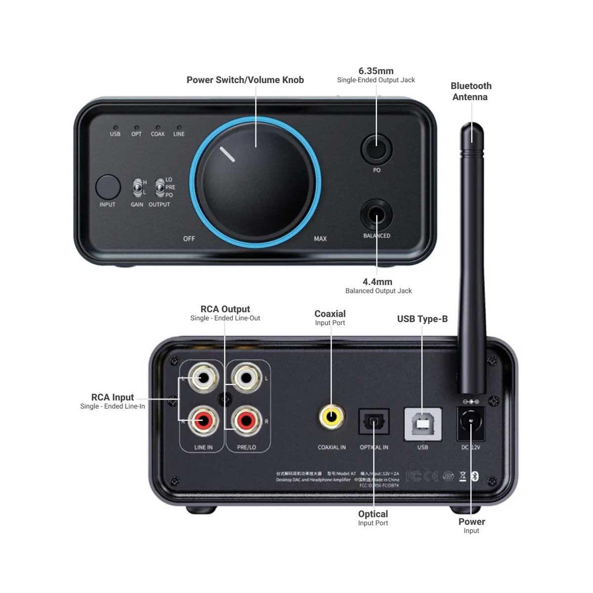 Amplificador / DAC de Fone de Ouvido Fiio K7 Bluetooth Amplificador / DAC de Fone de Ouvido Fiio K7 Bluetooth