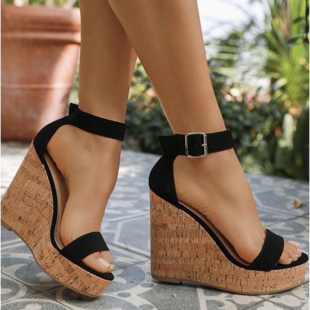 Anabela Sandália Feminina Salto Plataforma 12cm Preta - FUEL FASHION -  Sandália Feminina - Magazine Luiza