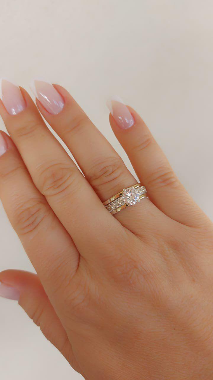 Anel Solitário Noivado 2 Em 1 Em Prata Com Aplique Em Ouro E Zircônias -  Dália Maria Joias - Bolsas e Acessórios - Magazine Luiza